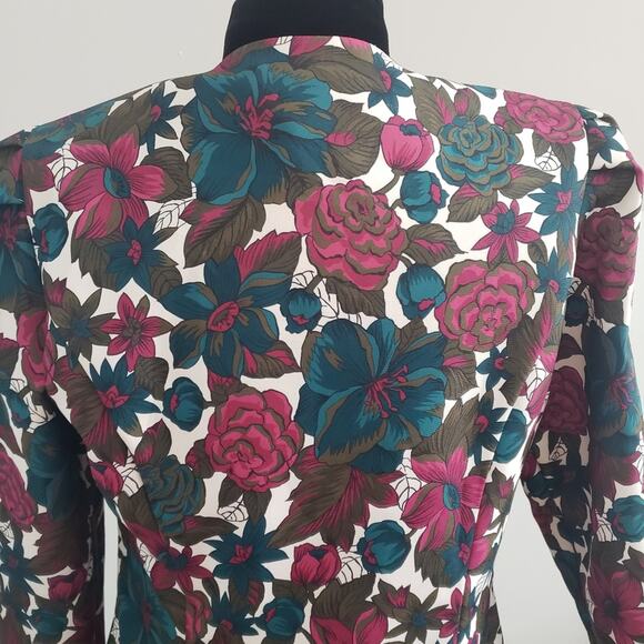 Vintage Good Times Double Breasted Floral Career Blazer Jacket 14 - Picture 9 of 13